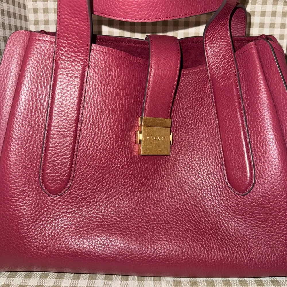 RADLEY LONDON Sloane street medium zip top Leather bag in cranberry Gold Lock